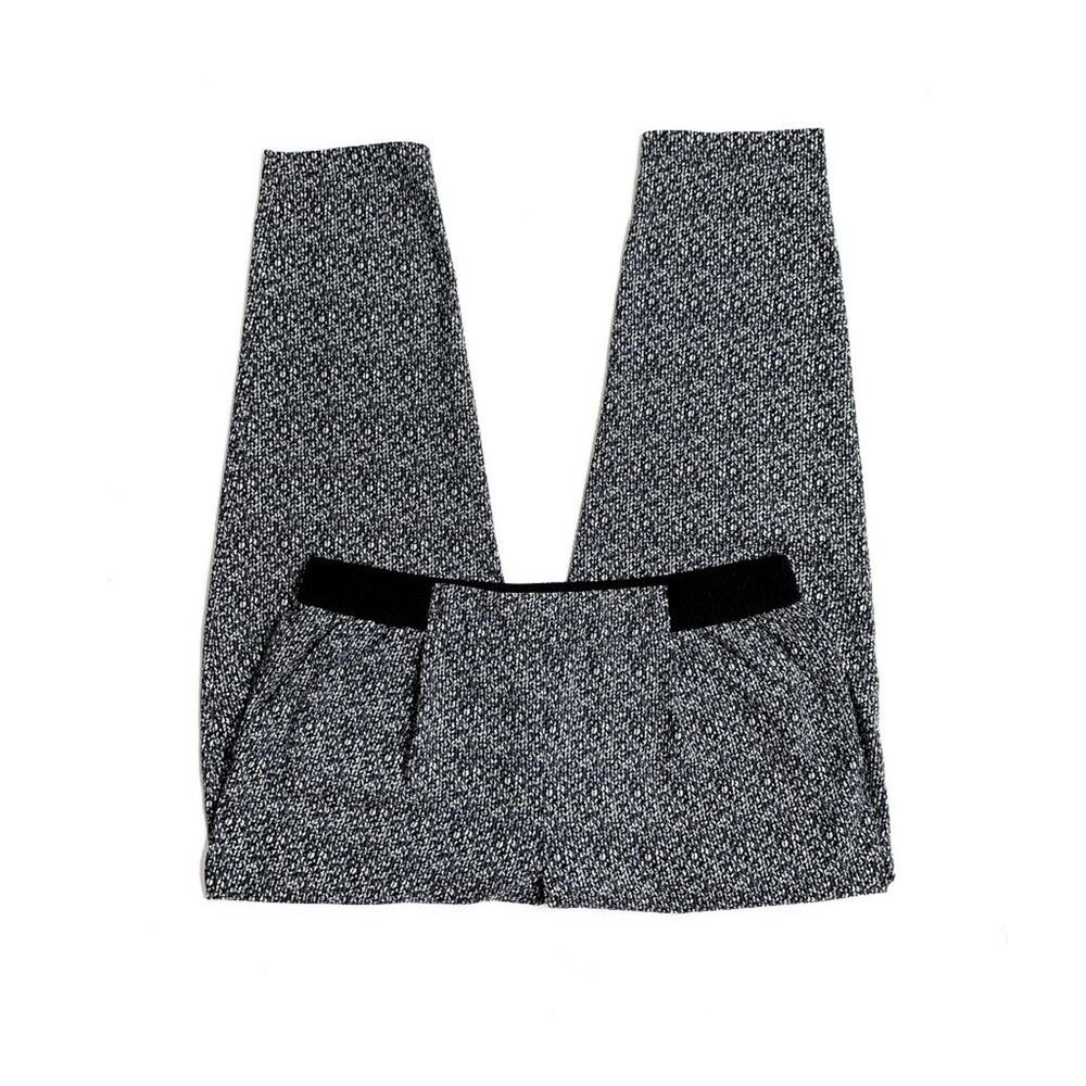LOU & GREY Black/White/Gray Abstract Herringbone Print Jogger Cropped Pants M